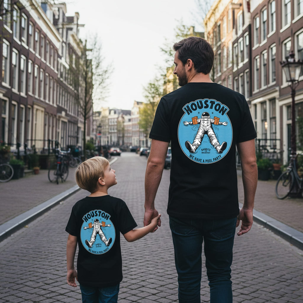 Houston, Zwart, Vader en Zoon T-shirt